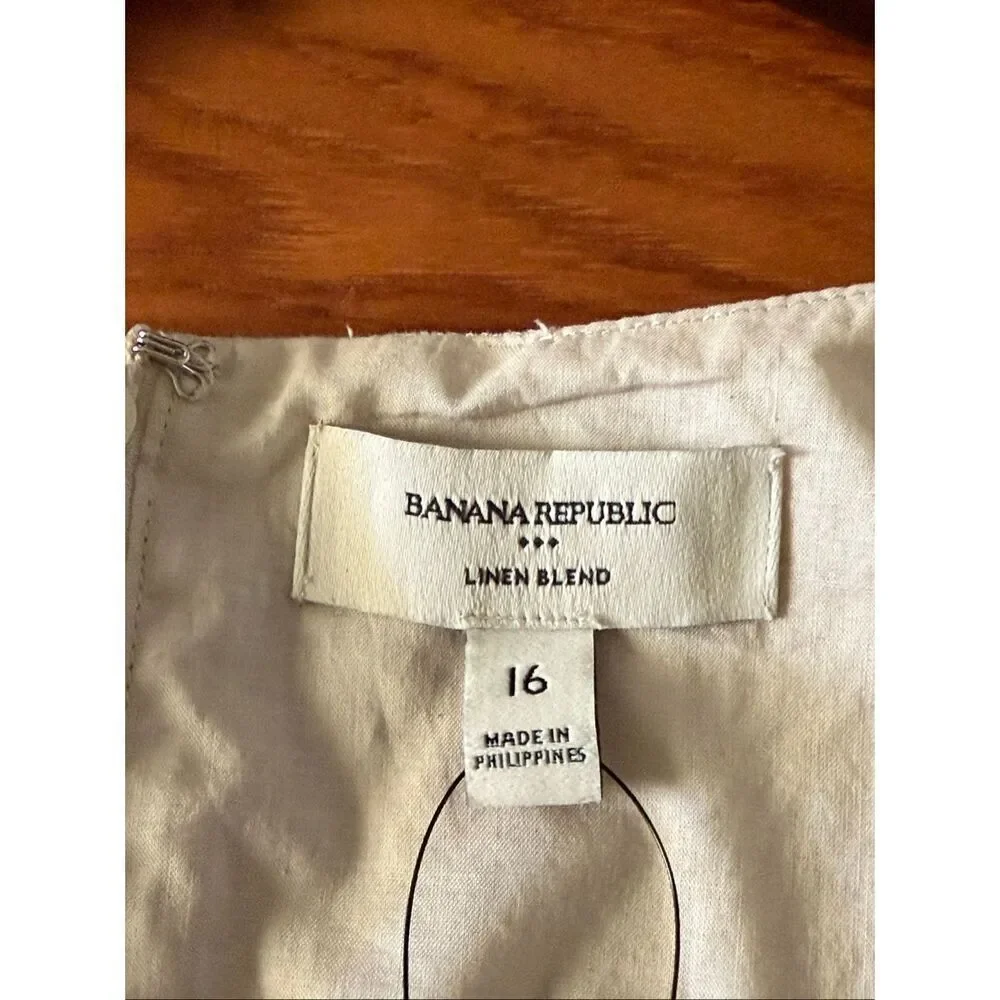 NWT •	Banana Republic Linen Blend Pinstripe Sheath Dress Women’s 16